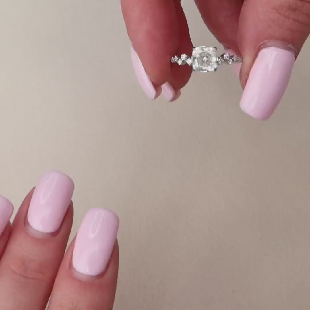 1.50 CT Cushion Pave Setting Moissanite Engagement Ring